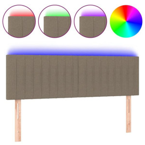 Zagłówek do łóżka z LED, taupe, 144x5x78/88 cm, tkanina