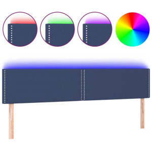 Zagłówek do łóżka z LED, niebieski, 200x5x78/88 cm, tkanina