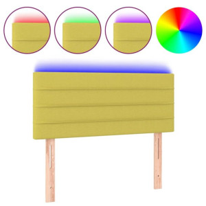 Zagłówek do łóżka z LED, zielony, 100x5x78/88 cm, tkanina