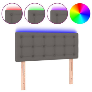 Zagłówek do łóżka z LED, szary, 100x5x78/88 cm, sztuczna skóra