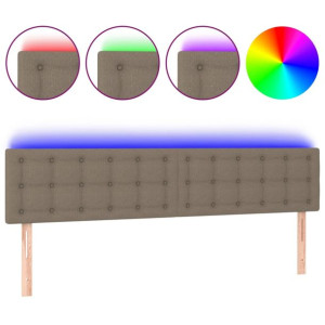 Zagłówek do łóżka z LED, taupe, 200x5x78/88 cm, tkanina