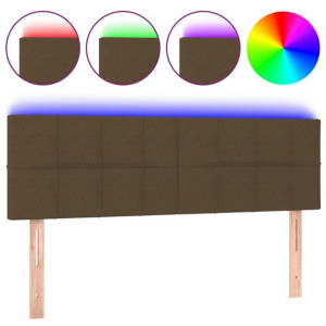 Zagłówek do łóżka z LED, ciemnobrązowy, 144x5x78/88 cm, tkanina
