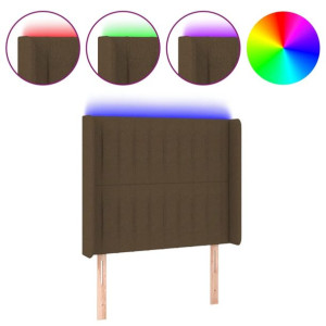 Zagłówek do łóżka z LED ciemnobrązowy 103x16x118/128 cm tkanina