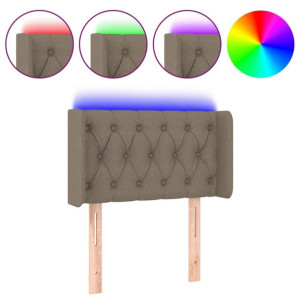 Zagłówek do łóżka z LED, taupe, 83x16x78/88 cm, tkanina