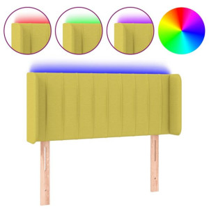 Zagłówek do łóżka z LED, zielony, 103x16x78/88 cm, tkanina