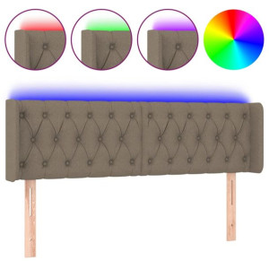 Zagłówek do łóżka z LED, taupe, 147x16x78/88 cm, tkanina