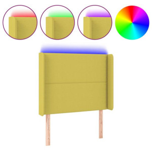 Zagłówek do łóżka z LED, zielony, 103x16x118/128 cm, tkanina
