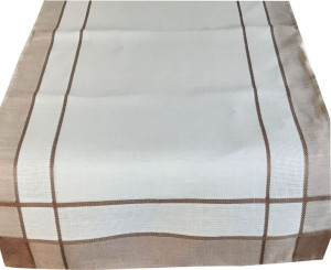 Bieżnik W Kratę 60x120 Na Stół Prostokątny Biało-brązowy