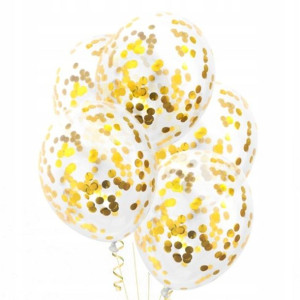 Balony z konfetti złotym 12 cali 10 szt.