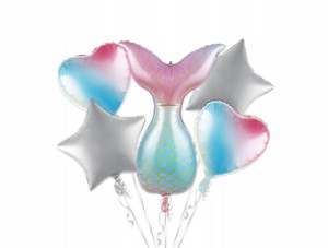 Balony zestaw syrenka tęczowa 5 szt.