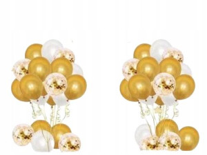 Balony z konfetti zestaw złoty 42 elementy 30 cm