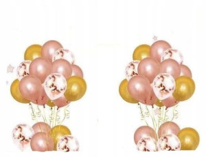 Balony z konfetti zestaw różowe złoto 42 el. 30 cm