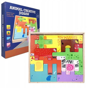 Puzzle Zwierzęta Drewniana Układanka Logiczna Montessori