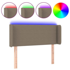 Zagłówek do łóżka z LED, taupe, 103x16x78/88 cm, tkanina