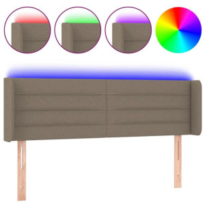 Zagłówek do łóżka z LED, taupe, 147x16x78/88 cm, tkanina