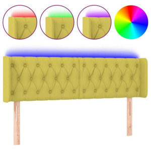 Zagłówek do łóżka z LED, zielony, 163x16x78/88 cm, tkanina