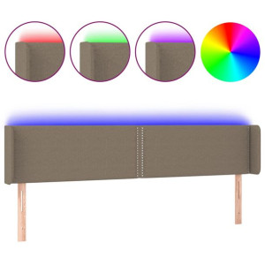 Zagłówek do łóżka z LED, taupe, 203x16x78/88 cm, tkanina