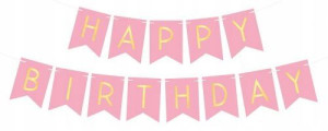 Banner happy birthday Róż Złote Litery 156x17 cm