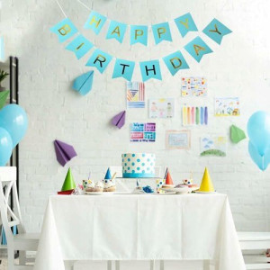Baner urodzinowy Happy Birthday niebieski 3 m