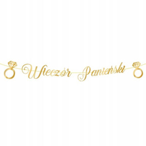 Baner Wieczór Panieński złoty 150 cm 2 pierścionki