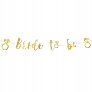 Baner Bride To Be złoty 150 cm 2 pierścionki
