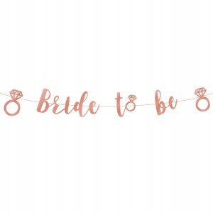 Baner Bride To Be Rose Gold 150 cm 2 pierścionki