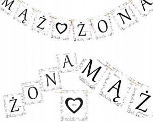 Baner Weselny MĄŻ ŻONA Dekoracja Ślubna 100 cm