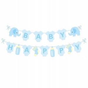 Baner Baby Shower girlanda Słonik niebieski 300 cm