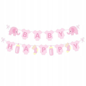 Baner Baby Shower girlanda Słonik różowy 300 cm