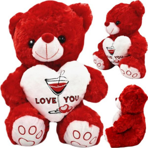 Pluszowy miś z białym sercem LOVE YOU 30 cm