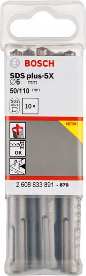 Bosch 10 Wierteł Do Młotków Sds+ 5x 6*50/110mm