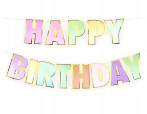 Banner pastelowy Happy Birthday 18x10 cm 13 flag XL