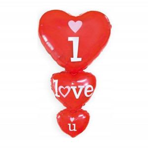 Duzy balon foliowy trzy serca 96x49 cm