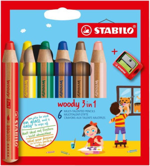 Kredki 6 kolorów Woody 3w1 STABILO 8806