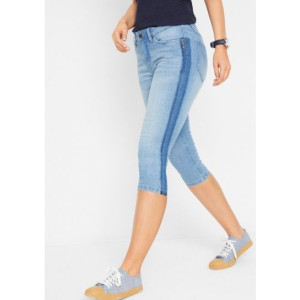 Bonprix Jeansowe Spodnie Damskie Rybaczki 3/4 Z Lampasami Jeansy 38-40