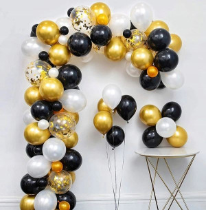 GIRLANDA BALONOWA gold/black XXL zestaw 100 szt.
