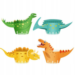 Foremki na muffinki Papilotki DINOZAURY 8 szt.
