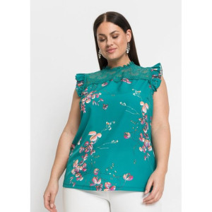 Bonprix Bluzka W Kwiaty Z Koronką I Stójką 40-42 903054