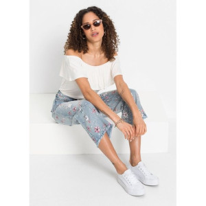 Bonprix Kremowa Bluzka Carmen Z Guzikami Falbana 40-42 918300