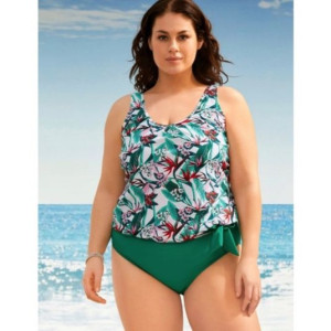 Bonprix 2cz Tankini Z Kokardą Wzór Roślinny 42-44 908202