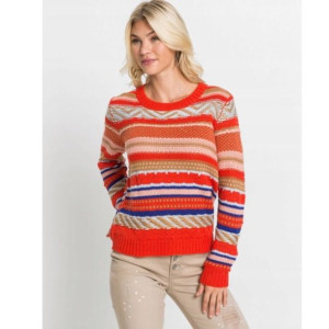 Sweter Pullover Wzór Okrągły Dekolt 48-50 929417