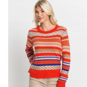 Sweter Pullover Wzór Okrągły Dekolt 48-50 929417