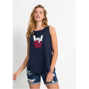 Bonprix Bawełniana Bluzka Top Oversize Z Nadrukiem 32-34 927396