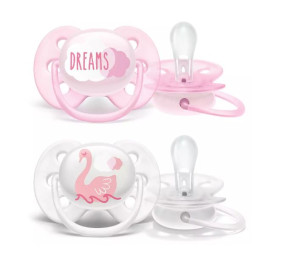 AVENT Smoczek Ultra Soft 0-6M girl decor łabądź