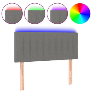 Zagłówek do łóżka z LED, ciemnoszary, 100x5x78/88 cm, tkanina