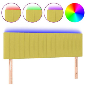 Zagłówek do łóżka z LED, zielony, 144x5x78/88 cm, tkanina