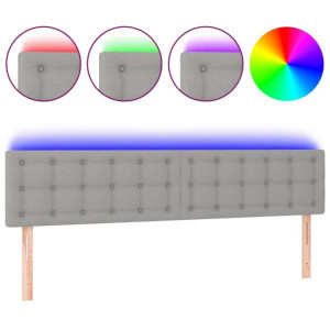 Zagłówek do łóżka z LED, jasnoszary, 200x5x78/88 cm, tkanina