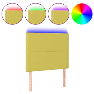 Zagłówek do łóżka z LED, zielony, 100x5x118/128 cm, tkanina