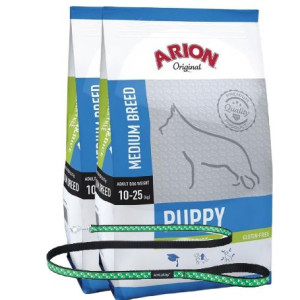 ARION Original Puppy Medium Breed Chicken & Rice 12kg x2 + Smycz Amiplay GR