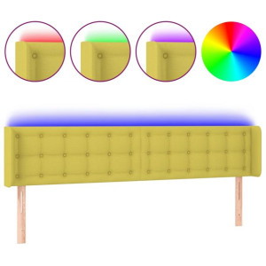 Zagłówek do łóżka z LED, zielony, 163x16x78/88 cm, tkanina